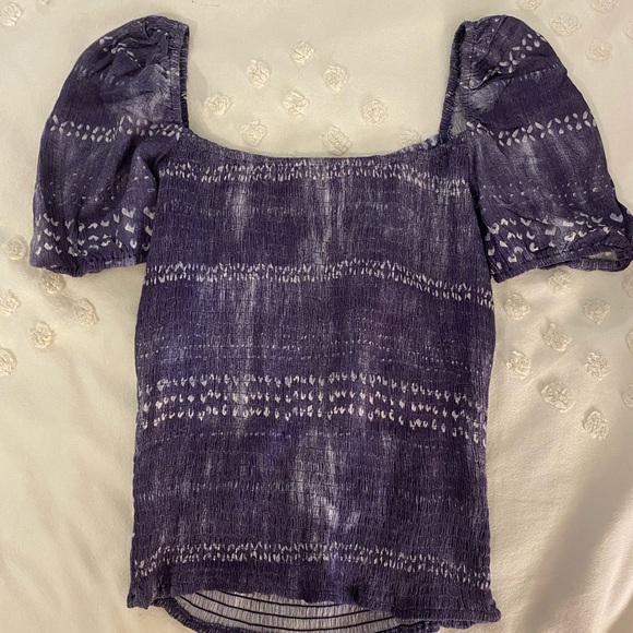 NWT Lulus Follow The Ocean Smocked Puff Sleeve Top - Picture 2 of 6